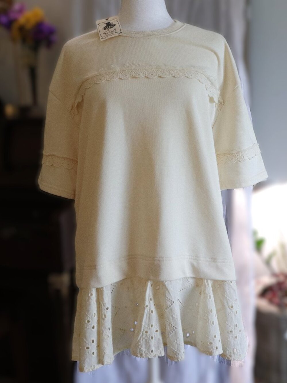 Easel, Drop-shoulder Knit Top, NWT, S